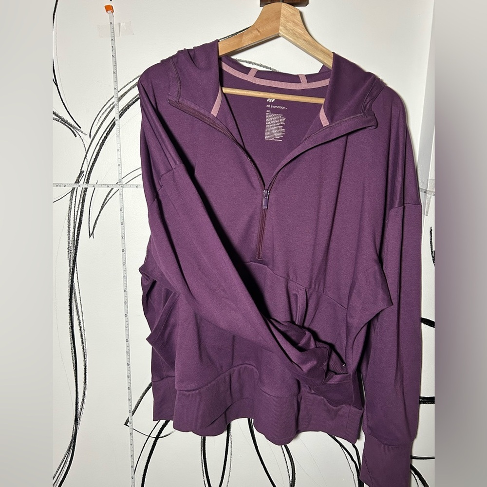 All In Motion Pullover Half Zip Purple Hoodie with Pockets, Womens XXL - Picture 8 of 8